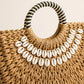 Straw Woven Shell Handbag with Round Handle