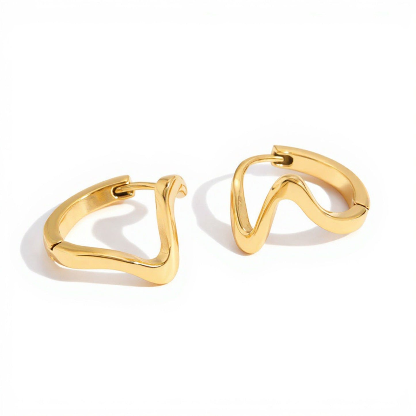 Women's Abstract Wave Hoop Earrings with Sculpted Curved Silhouette and Modern Minimalist Shape for a Sleek Contemporary Accent