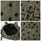 Polka Dot Nylon Barrel Shoulder Bag with Double Handles Zip Closure and Interior Pockets