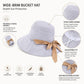 Wide Brim Sun Hat with Bow Accent Stitched Crown and Soft Structured Brim