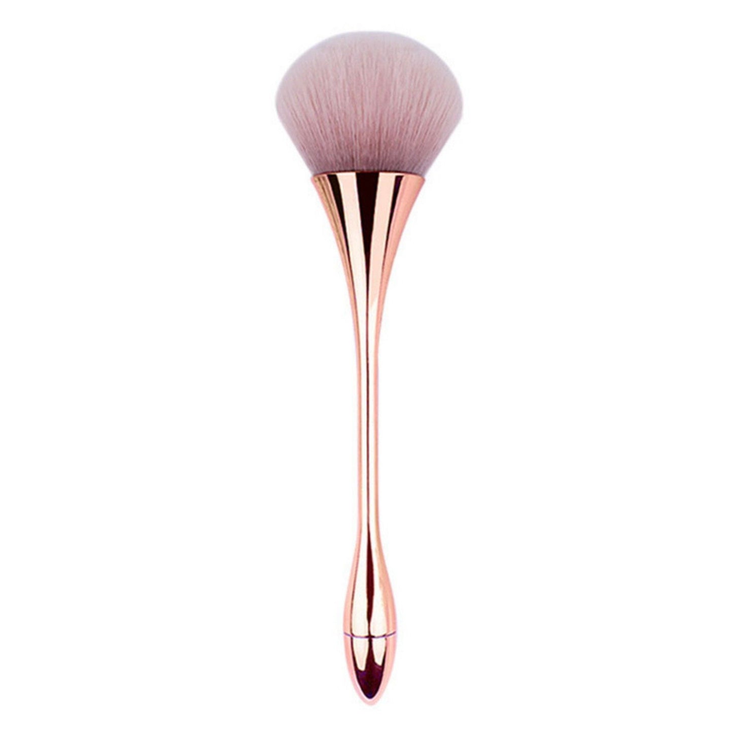 2 Piece Powder Makeup Brush Set with Soft Synthetic Bristles and Metallic Handle for Face Makeup