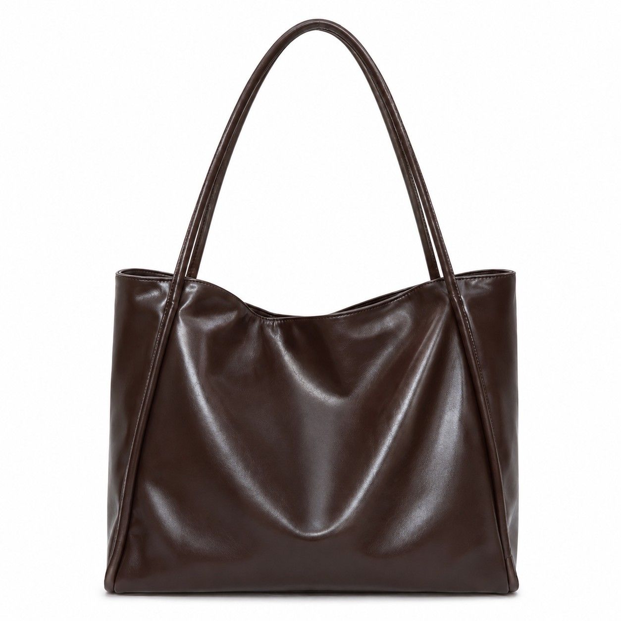Large Faux Leather Tote Bag with Double Shoulder Straps and Magnetic Closure