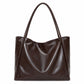 Large Faux Leather Tote Bag with Double Shoulder Straps and Magnetic Closure