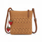 Crochet Crossbody Bag with Strawberry Charm, Adjustable Strap and Zip Closure