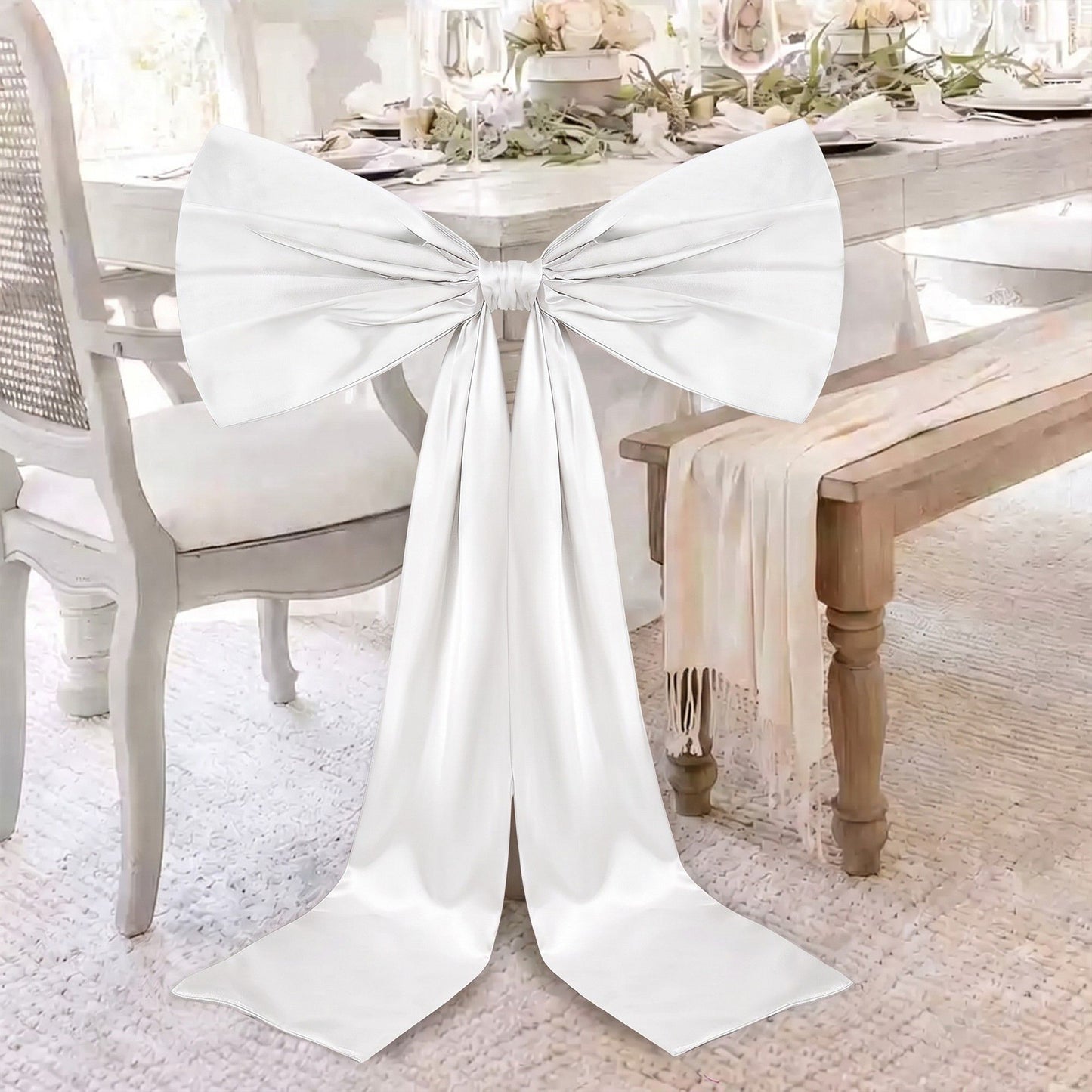Large Decorative Bow with Long Tails for Holiday Decor