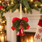 Christmas Velvet Bow Tree Topper with Faux Fur Trim Holiday Decoration
