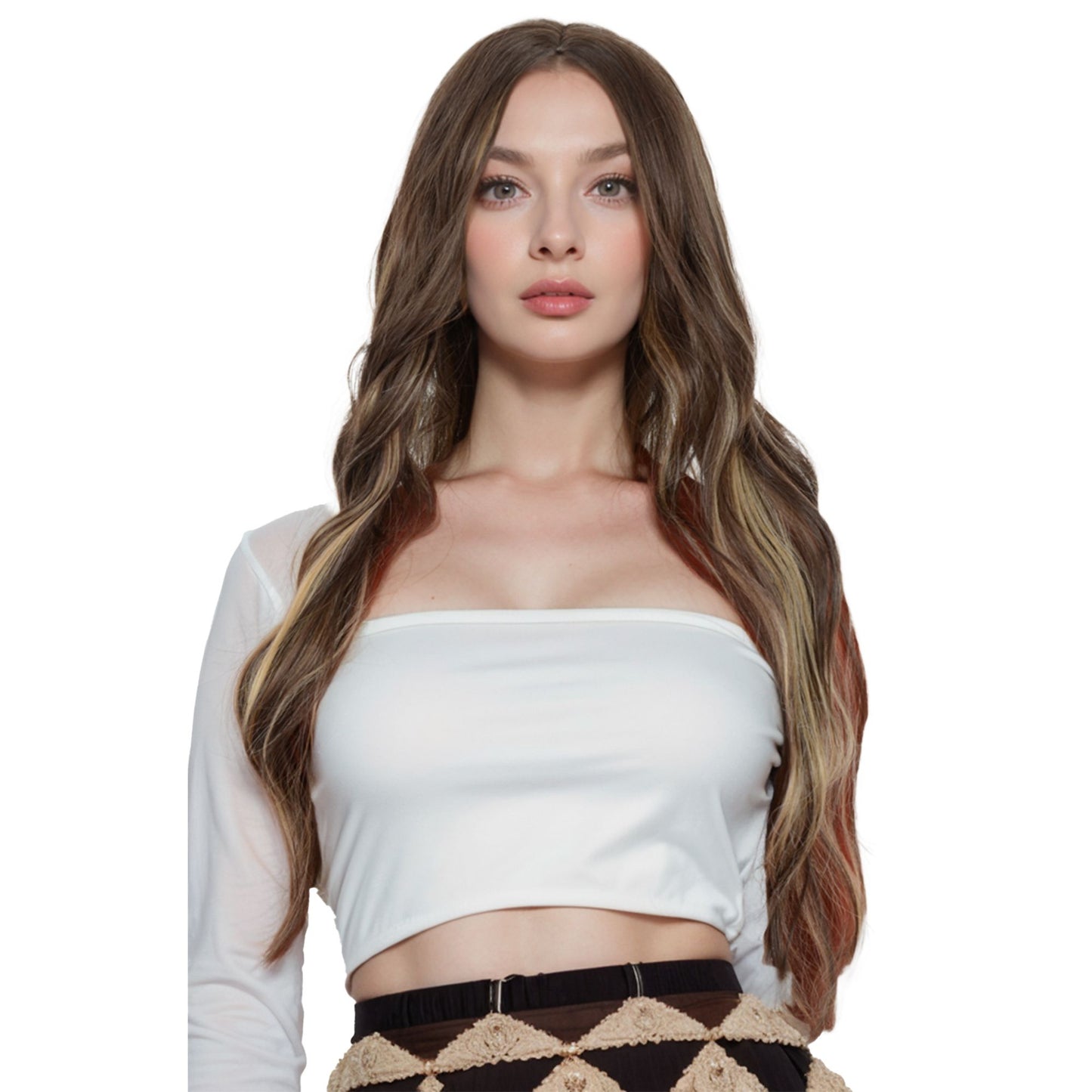 Long Wavy Wig for Women with Lace Hairline Heat Resistant Synthetic Wig for Daily and Party Use