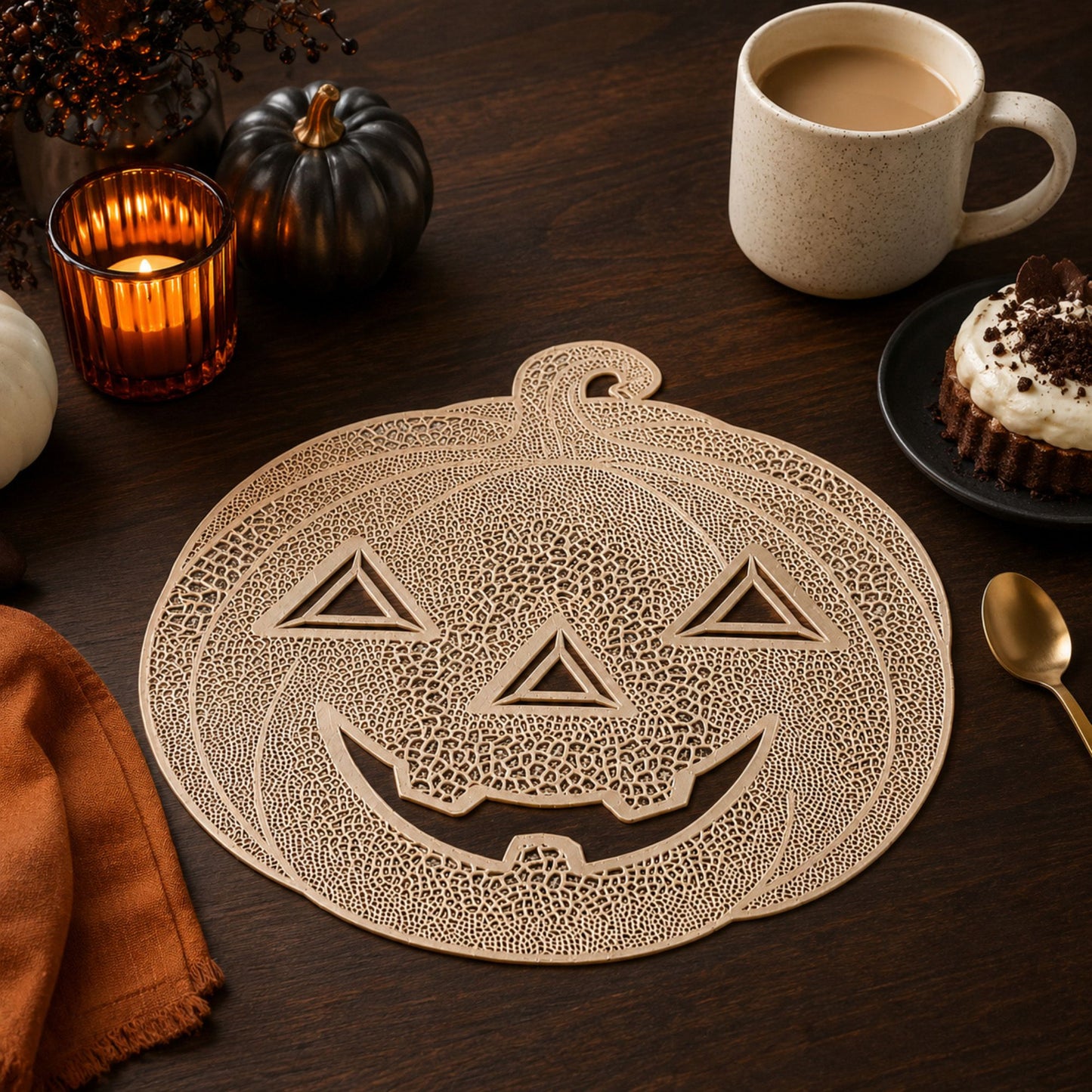 Halloween Pumpkin Cutout PVC Waterproof Non-Slip Placemat