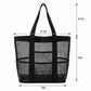Large Mesh Beach Tote Bag with Exterior Pockets and Shoulder Handles