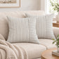 2 Pack Striped Textured Throw Pillow Covers 18 x 18 Inch for Couch Sofa and Bed