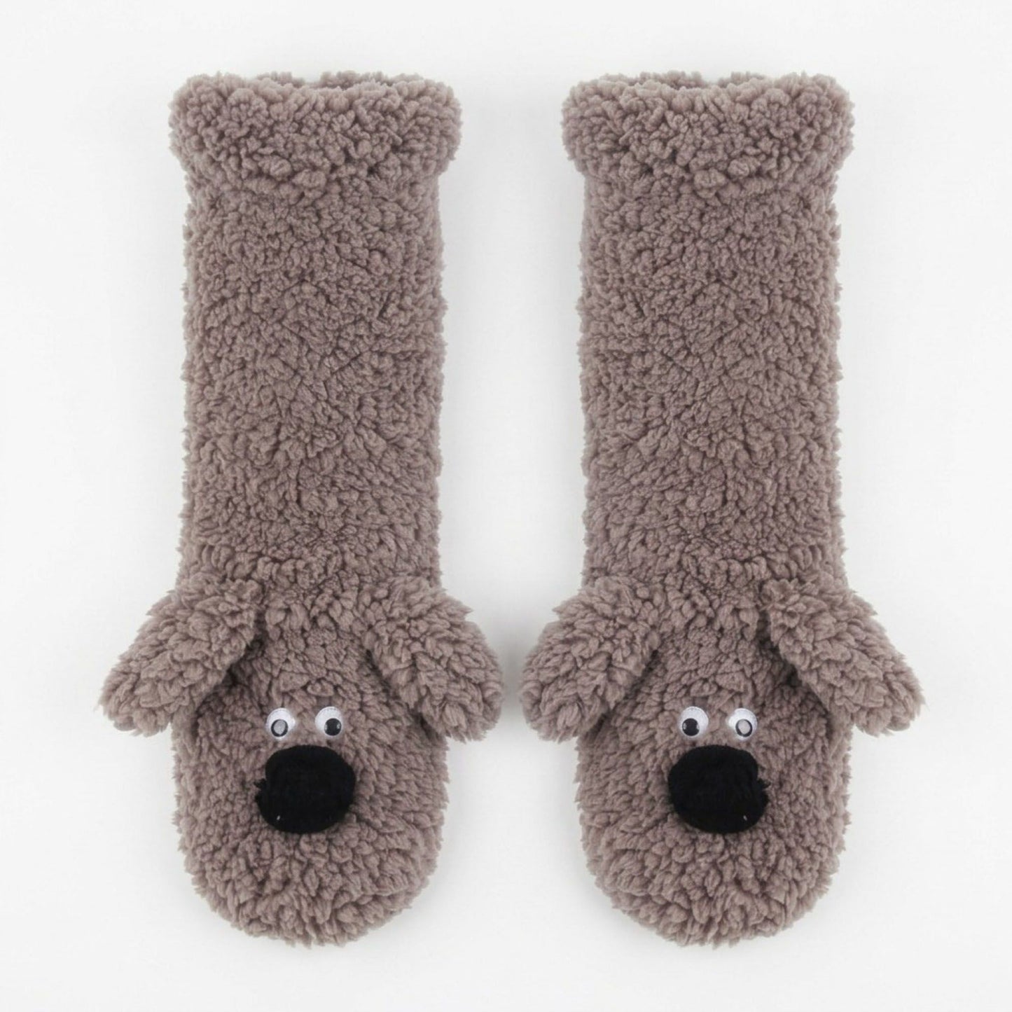 Fuzzy Dog Slipper Socks with 3D Ears US 5-10.5