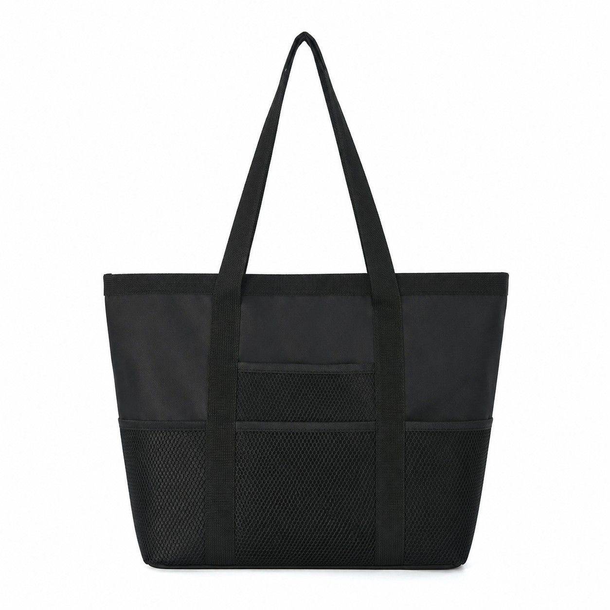 Large Mesh Beach Tote Bag with Exterior Pockets and Shoulder Handles