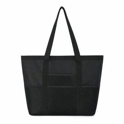 Large Mesh Beach Tote Bag with Exterior Pockets and Shoulder Handles
