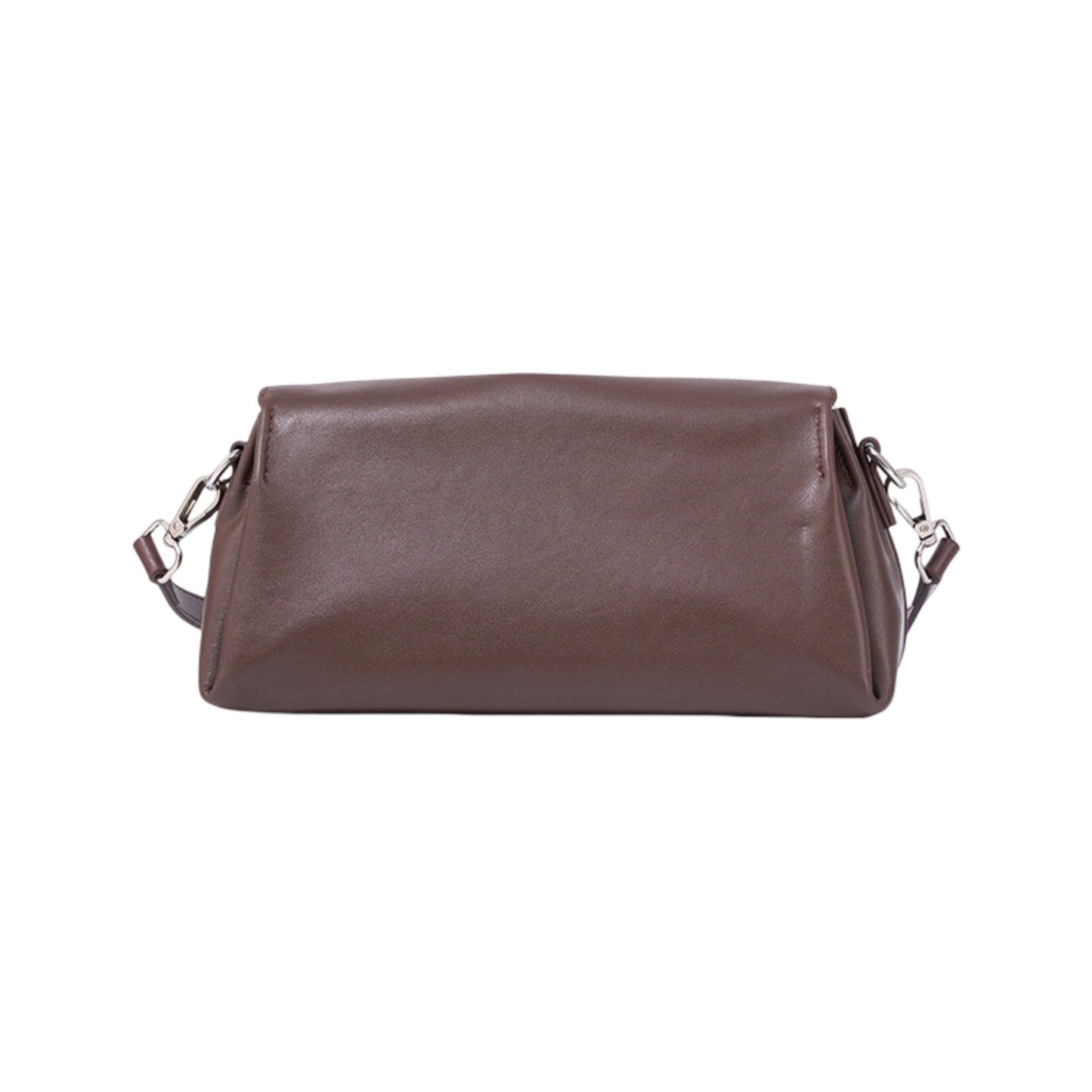 Soft Leather Envelope Shoulder Bag with Foldover Flap Silver Clasp and Slim Strap Design