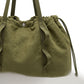 Textured Drawstring Tote Bag with Long Shoulder Straps and Ruffled Trim 13x15.5x5.5in