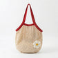 Crochet Style Net Tote Bag with Daisy Accent and Shoulder Straps