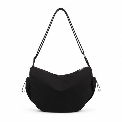 Crescent Crossbody Shoulder Bag with Side Pockets and Adjustable Strap