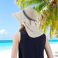 Wide Brim Mesh Sun Hat with Back Bow UV Protection Foldable Travel Hat for Women Outdoor Summer Style