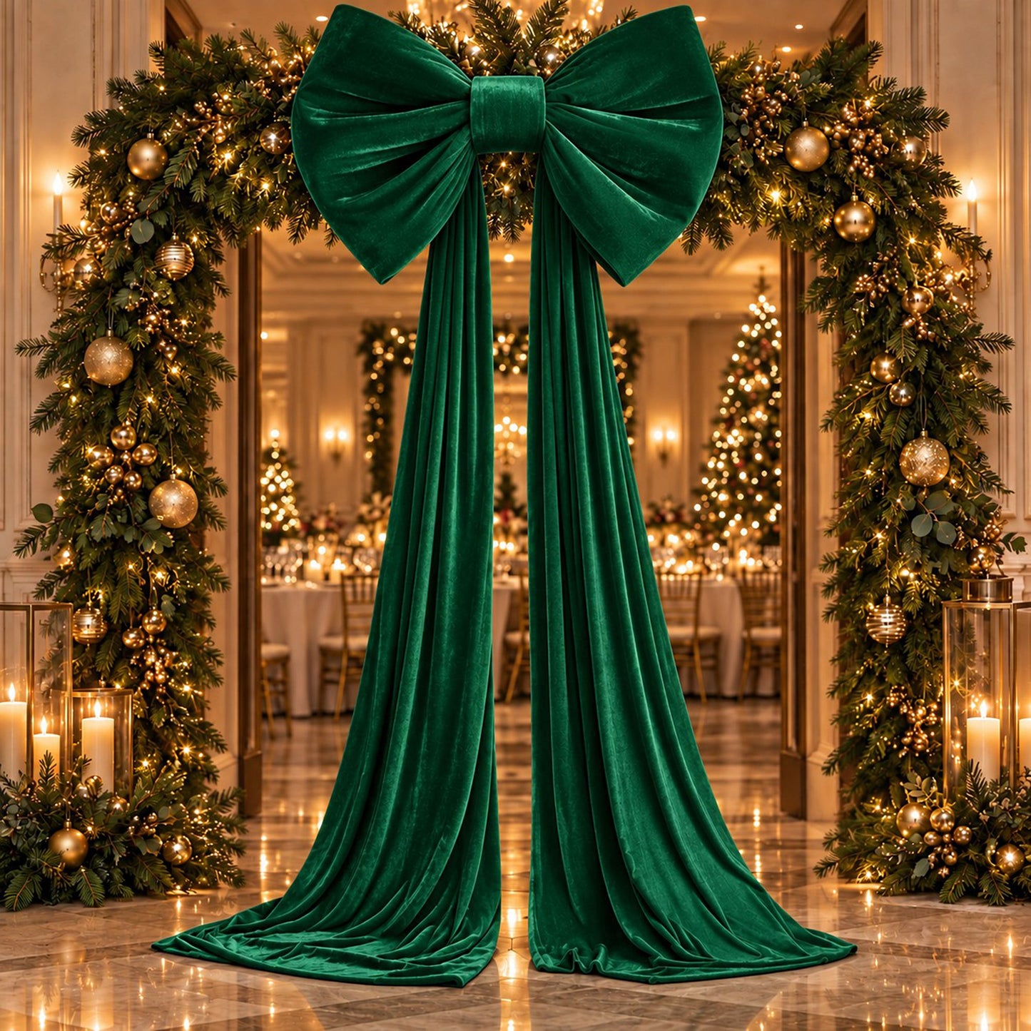 Oversized Velvet Christmas Bow Tree Topper with Long Tails