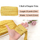 Sewing Sequin Trim 1.2 Inch 6 Row, 25 Yards Glitter Sequin Strip Ribbon Metallic Stretch Bling Fabric DIY Craft Decoration