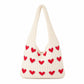 Knitted Heart Tote Bag Large Capacity Casual Shoulder Bag Lightweight Daily Bag