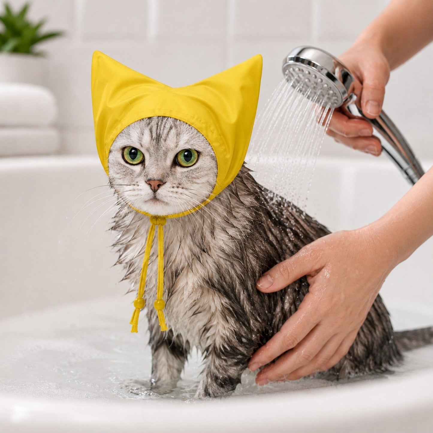 Cat Bathing Hood with Adjustable Drawstring Ear Cover