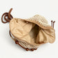 Crochet Shoulder Bag with Wooden Bead Strap Knit Hobo Handbag Lined Casual Everyday Tote
