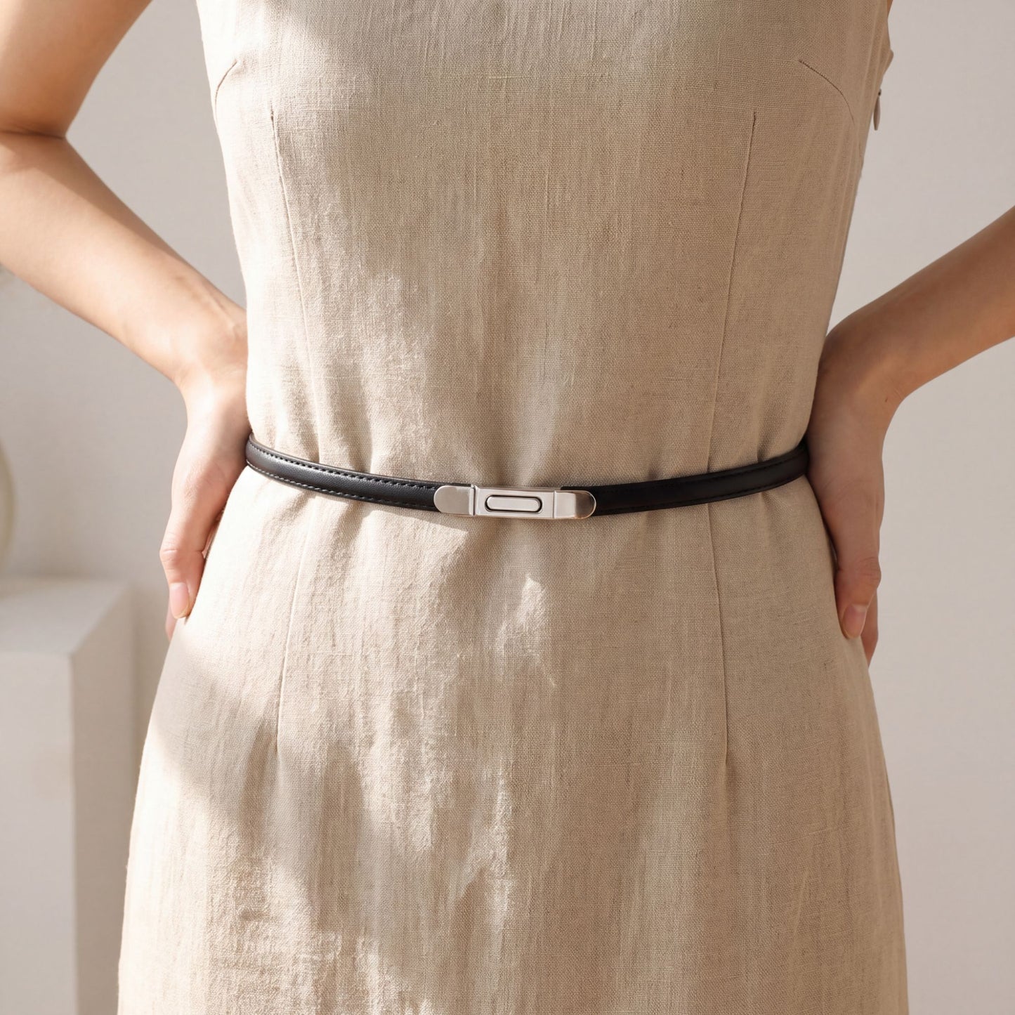 Skinny Waist Belt Thin Dress Belt with Metal Clasp 39.4 in