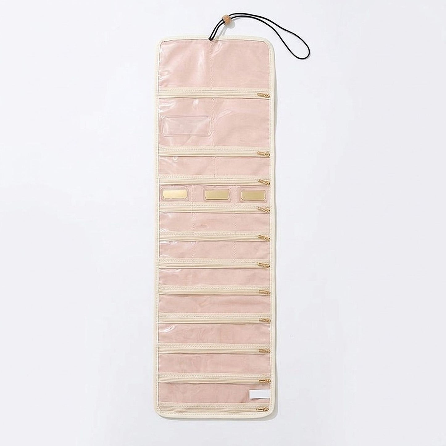 Hanging Travel Jewelry Organizer with Clear Zippered Pockets