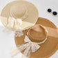 Wide Brim Sun Hat with Lace Band and Frayed Edge