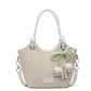 Women's Woven Mini Tote Crossbody Bag with Pearl Bow Charm and Strap