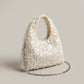 Sequin Top Handle Mini Bag with Round Cutout Handle and Chain Strap