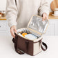 Insulated Lunch Tote Bag with Front Pocket Mesh Side Pockets and Dual Zipper