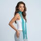 Lightweight Skinny Scarf with Metallic Sheen Fringe Trim and Long Neck Tie Design