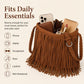 Fringe Crossbody Bag Black Suede Look Boho Shoulder Purse with Braided Strap