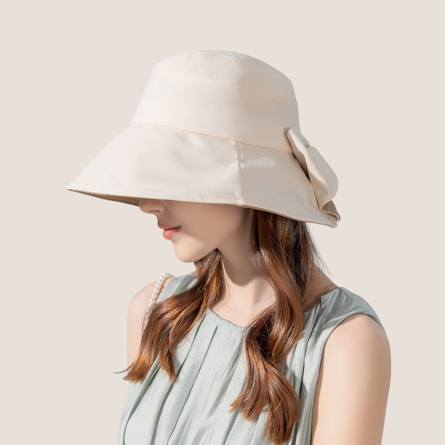 Wide Brim Bucket Hat Back Bow Detail for Sun Protection and Stylish Summer Looks