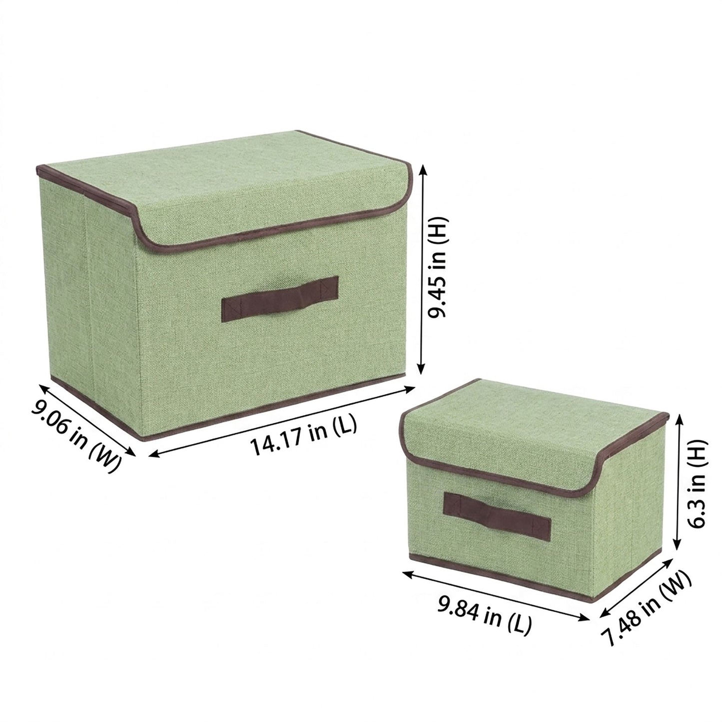 2 Piece Foldable Storage Box Set with Lids and Handles
