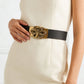 Nylon Belt with Gold Cobra Buckle - Bold Statement Buckle Belt for Edgy Casual & Stylish Outfits