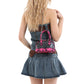 Clear PVC Mini Crossbody Satchel Bag with Print Trim and Chain Strap