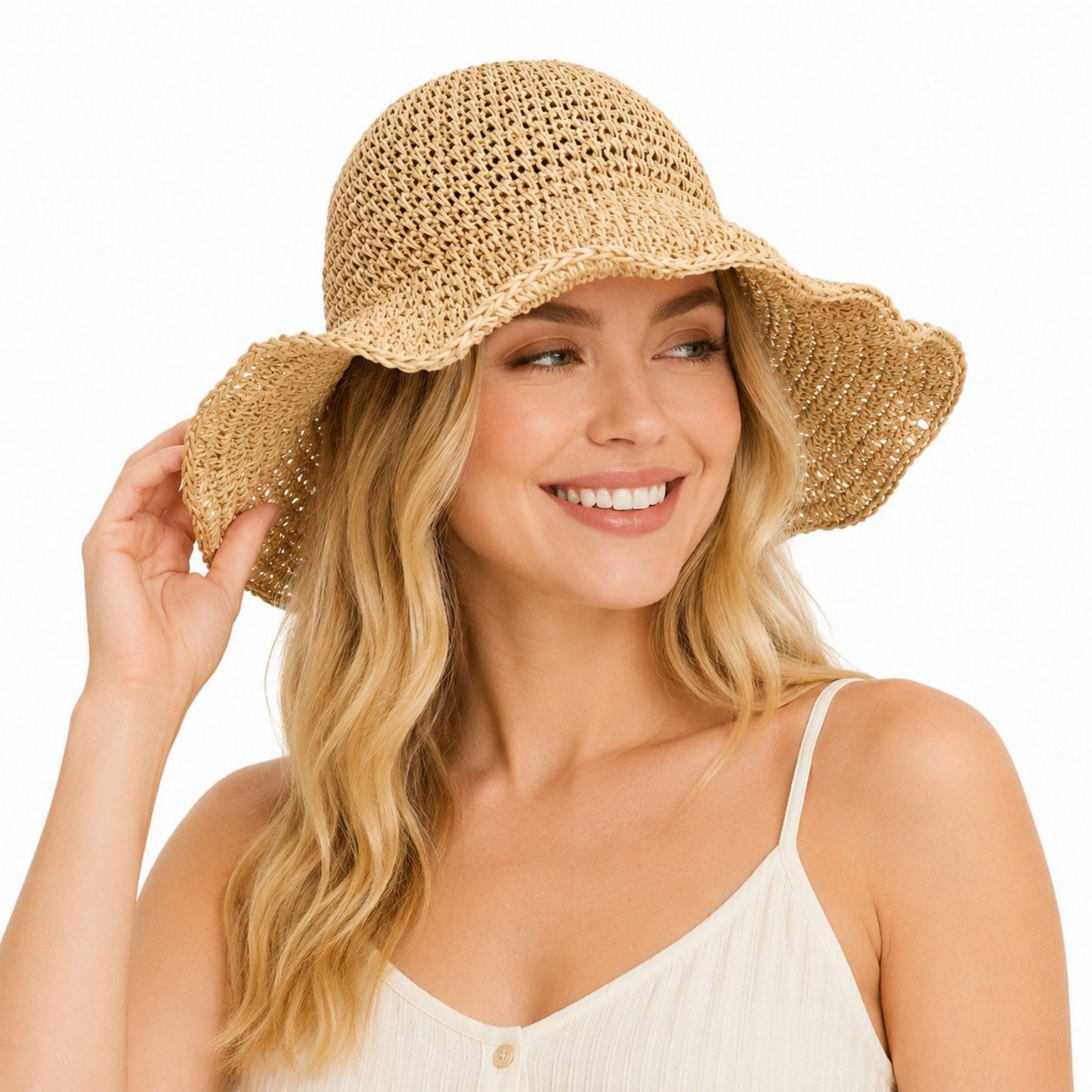 Summer Sun Hat for Women - Lightweight Wide Brim Straw Hat for Beach and Vacation