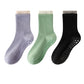 Womens Non-Slip Grip Crew Socks 3 Pair Pack Custom Color Combos Soft Ribbed Cotton with 3D Silicone Heel