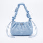 Floral Embroidered Ruched Shoulder Bag with Drawstring Closure 11x8.3x3in