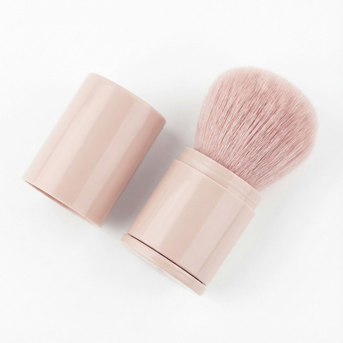 2-Piece Retractable Kabuki Makeup Brush Set with Soft Synthetic Bristles for Powder and Blending