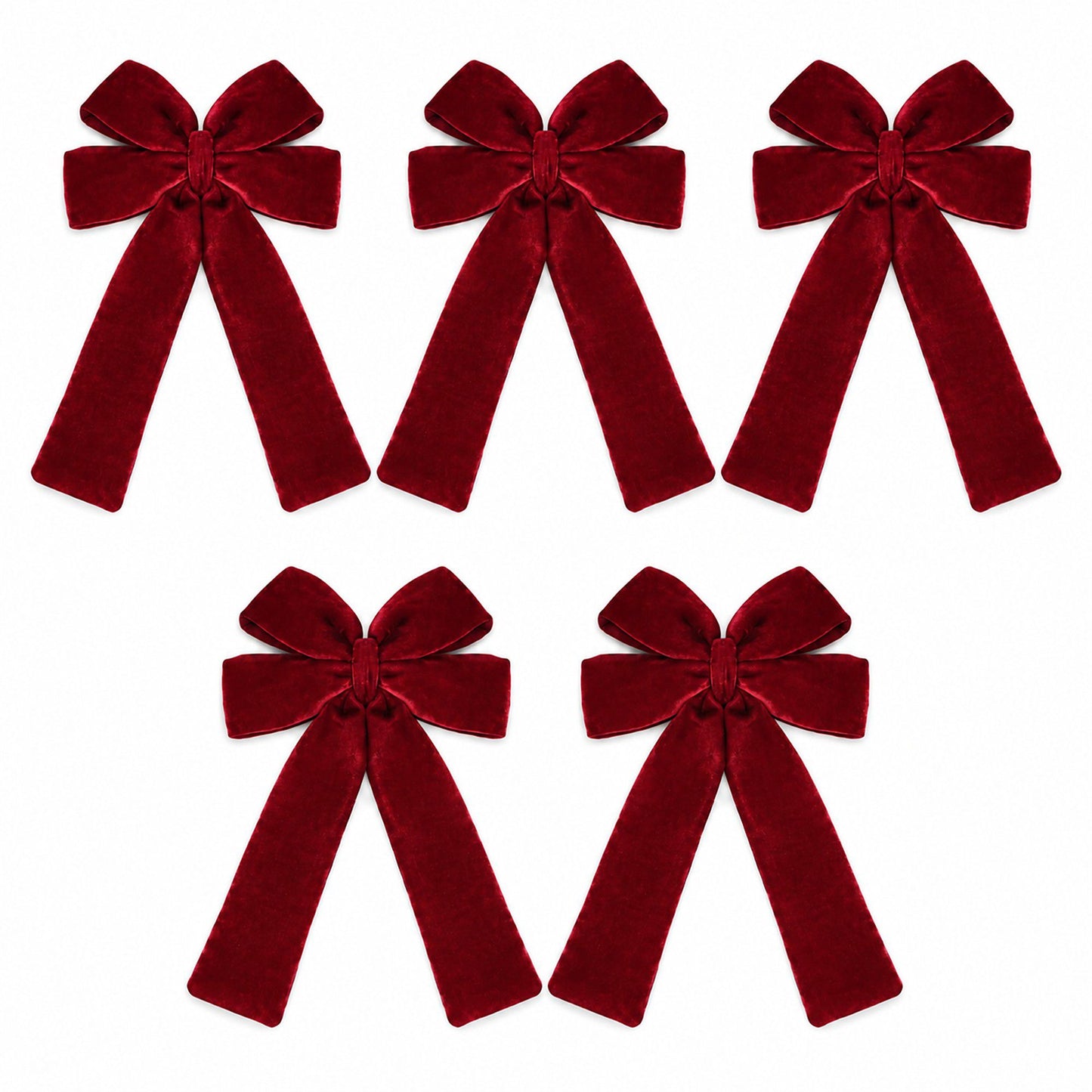 5pc Velvet Christmas Bows with Long Tails