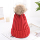 Cable Knit Beanie with Faux Fur Pom-Pom - Warm Stretchy Winter Hat for Casual Daily Wear