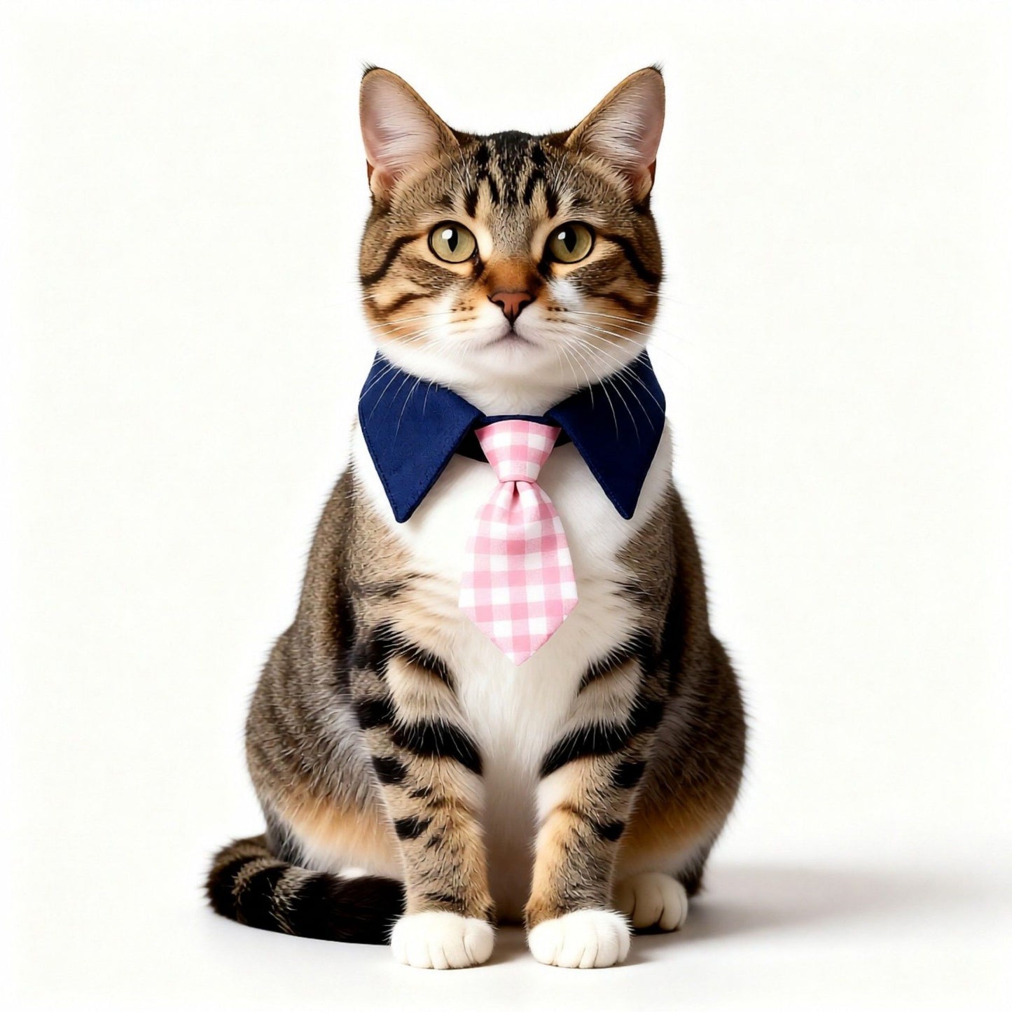 Plaid Pet Necktie Collar, Soft Cotton Gentleman Style Gingham Tie for Small Medium Dogs Cats