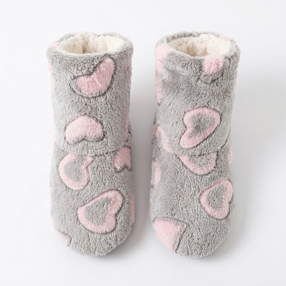 Fuzzy Heart Slipper Boots