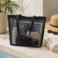 Reusable Mesh Shopping Tote Bag with Snap Closure and Carry Handles