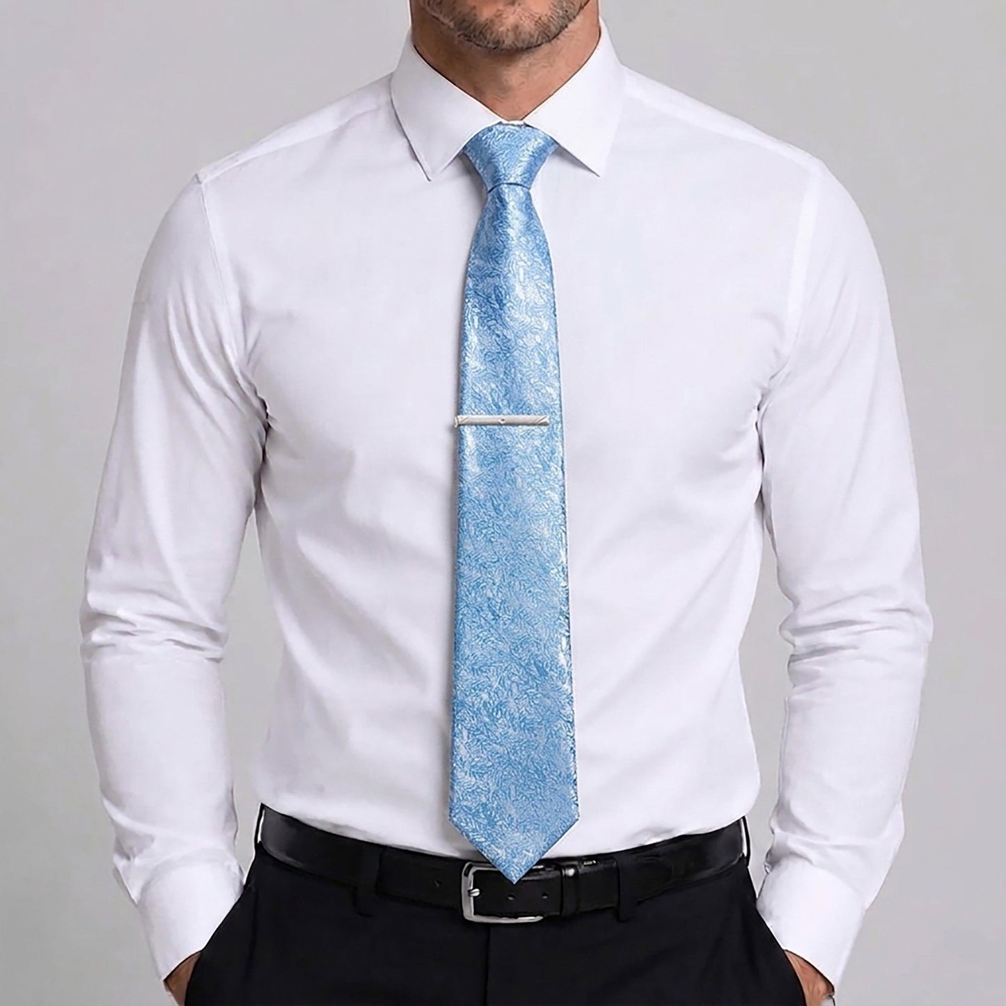Men's Floral Print Tie with Woven Botanical Pattern and Classic Tapered Design