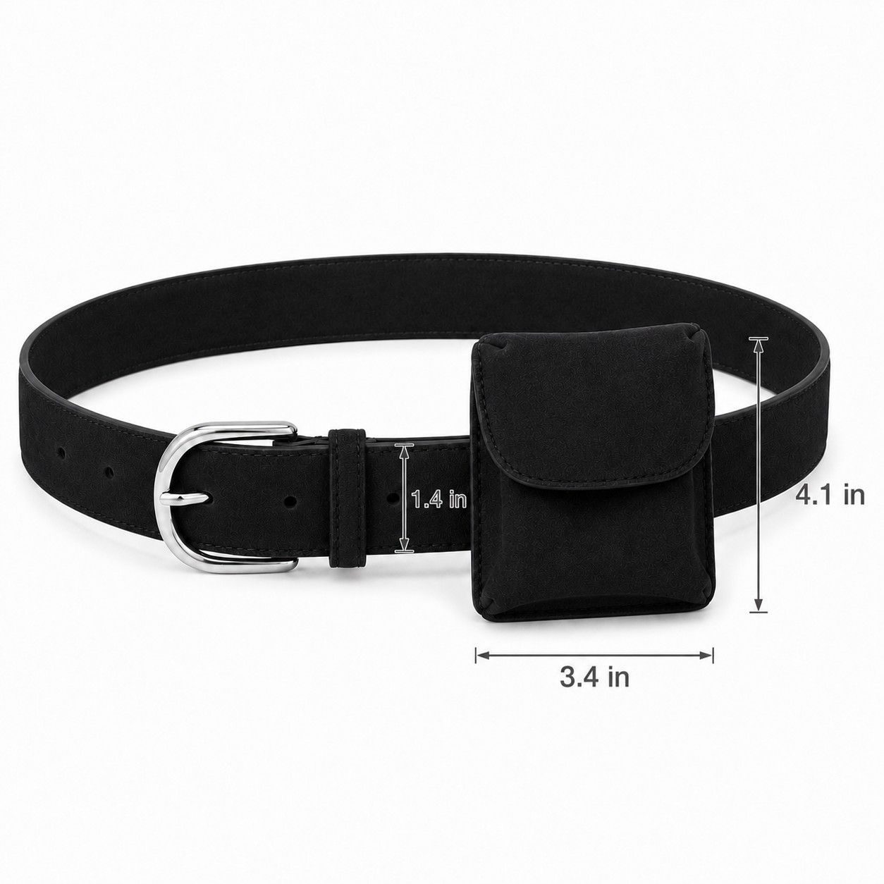 Faux Suede Waist Belt Bag with Mini Flap Pouch and Adjustable Buckle Strap